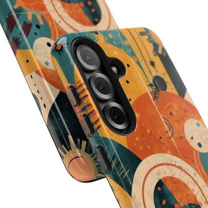 Dopamine Fun Retro Celestial Sun and Moon Samsung Phone Case | Abstract Boho Art - You're My Kind of Weird