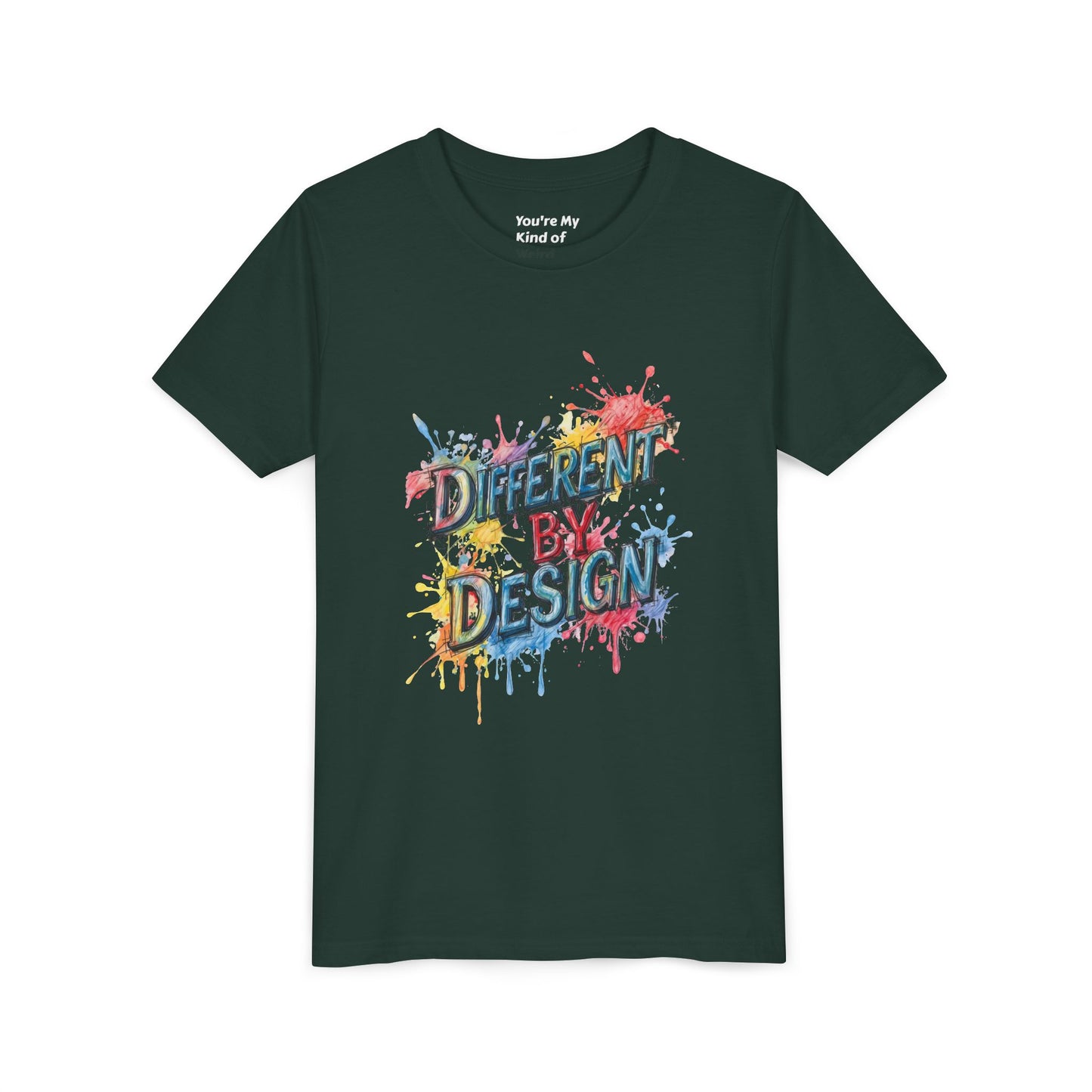 Different by Design Youth Tee - Colorful Graphic Shirt for Kids, Unique Style, Birthday Gift, Fun School Wear, Creative Expression