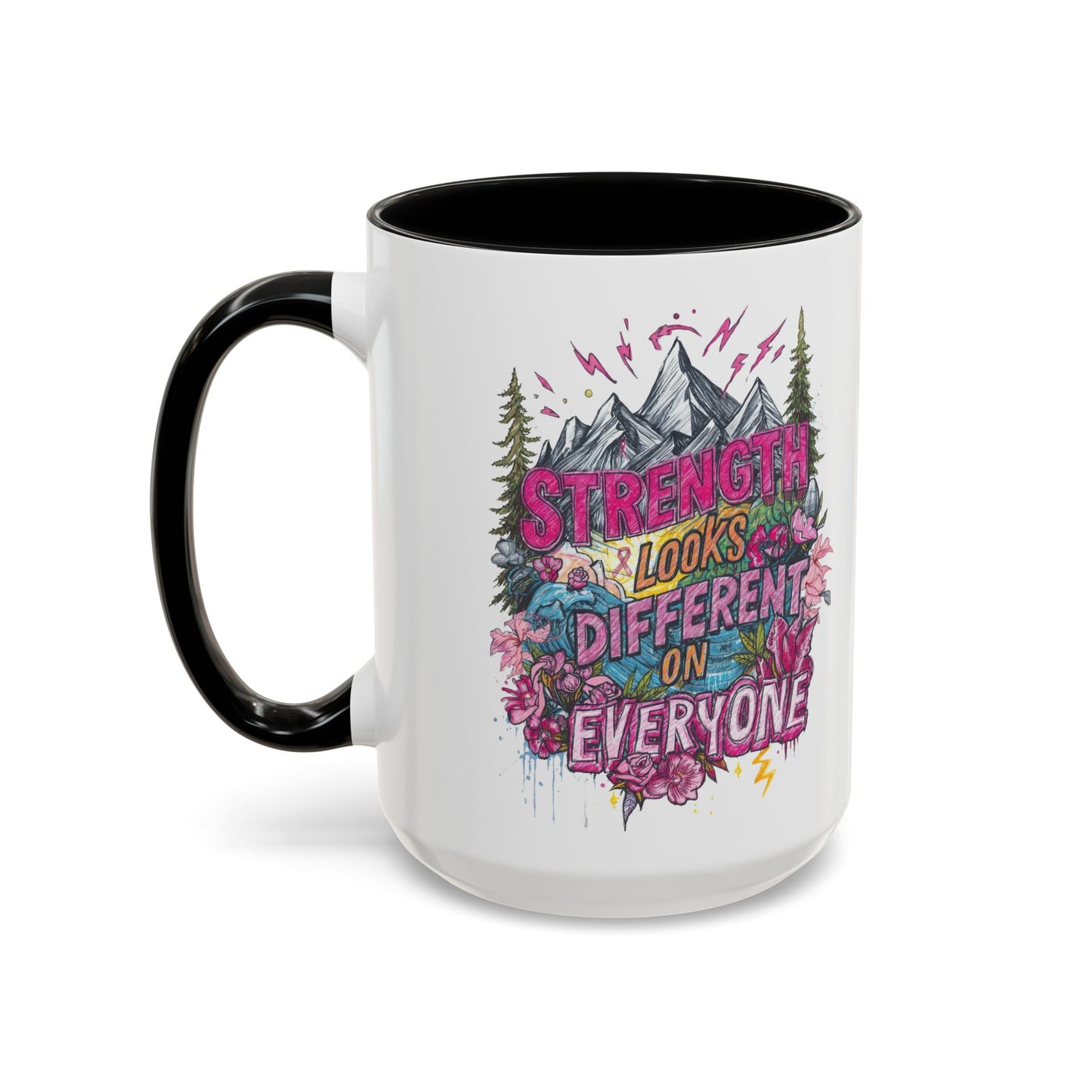 “Strength Looks Different on Everyone” Inspirational Coffee Mug – Breast Cancer Awareness Gift - You're My Kind of Weird