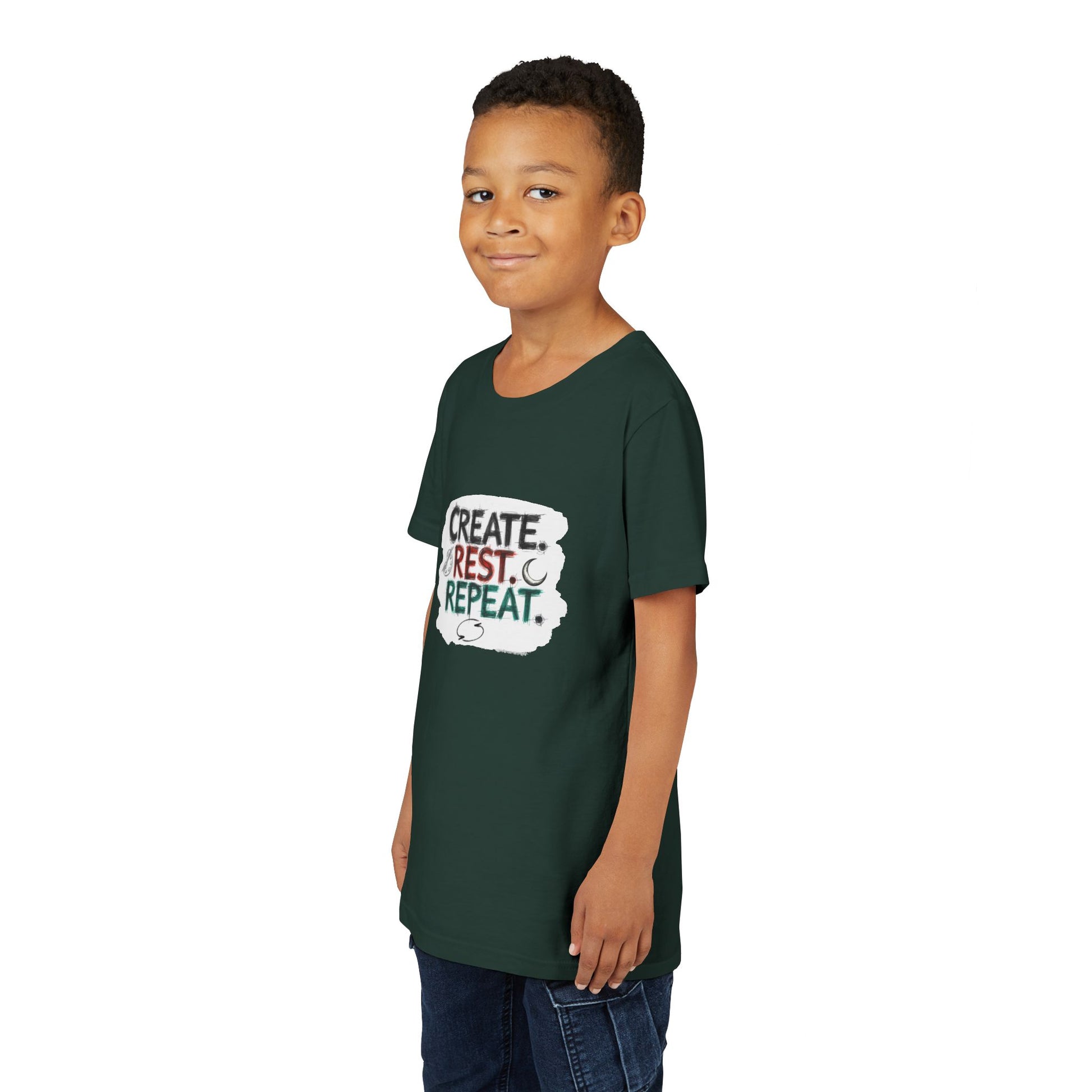 Create. Rest. Repeat. Kids Kwanzaa Shirt | Youth Creativity Tee | Uplifting Holiday Gift for Young Dreamers - You're My Kind of Weird