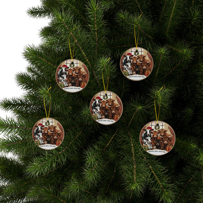 Festive Ceramic Ornaments - “Different Spots, Same Herd.” (1/3/5/10 pcs) - You're My Kind of Weird