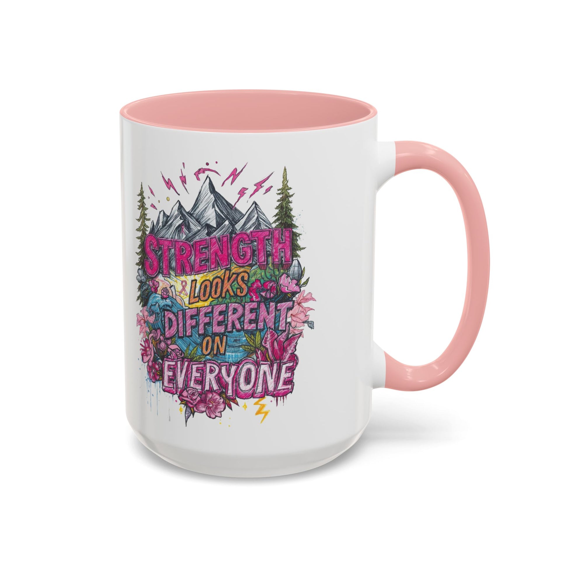 “Strength Looks Different on Everyone” Inspirational Coffee Mug – Breast Cancer Awareness Gift - You're My Kind of Weird
