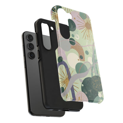 Dopamine Fun Abstract Celestial Pattern Samsung Phone Case | Green Gold Stars - You're My Kind of Weird