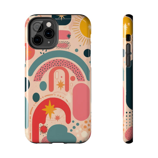 Dopamine Blast Retro Rainbow Pattern i - Phone Case | Abstract Boho Sun Design - You're My Kind of Weird