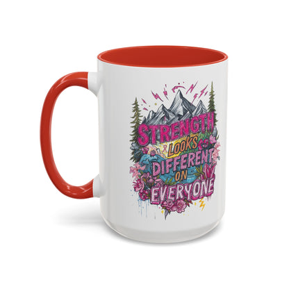 “Strength Looks Different on Everyone” Inspirational Coffee Mug – Breast Cancer Awareness Gift - You're My Kind of Weird