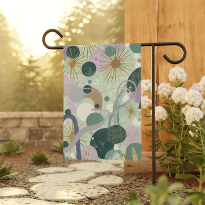 Dopamine Abstract Botanical Pattern Garden Flag | Mid Century Floral House Banner - You're My Kind of Weird