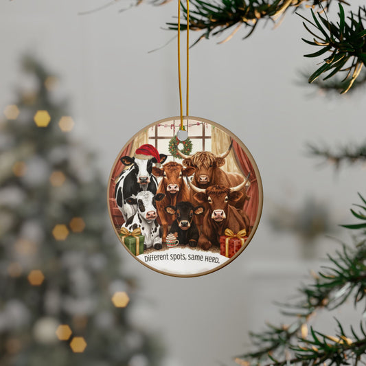 Festive Ceramic Ornaments - “Different Spots, Same Herd.” (1/3/5/10 pcs) - You're My Kind of Weird