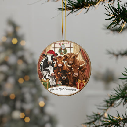 Festive Ceramic Ornaments - “Different Spots, Same Herd.” (1/3/5/10 pcs) - You're My Kind of Weird
