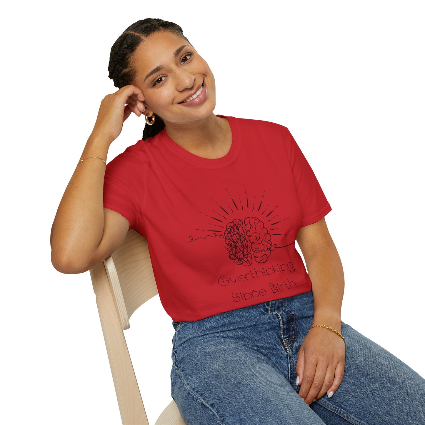 Creative Thinking Unisex T-Shirt, Fun Gift for Overthinkers, Comfortable Casual Wear, Brain Art Tee, Gift for Birthdays or Holidays