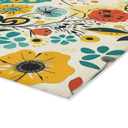 Dopamine Whimsical Floral Pattern Glass Cutting Board | Colorful Wildflowers - You're My Kind of Weird
