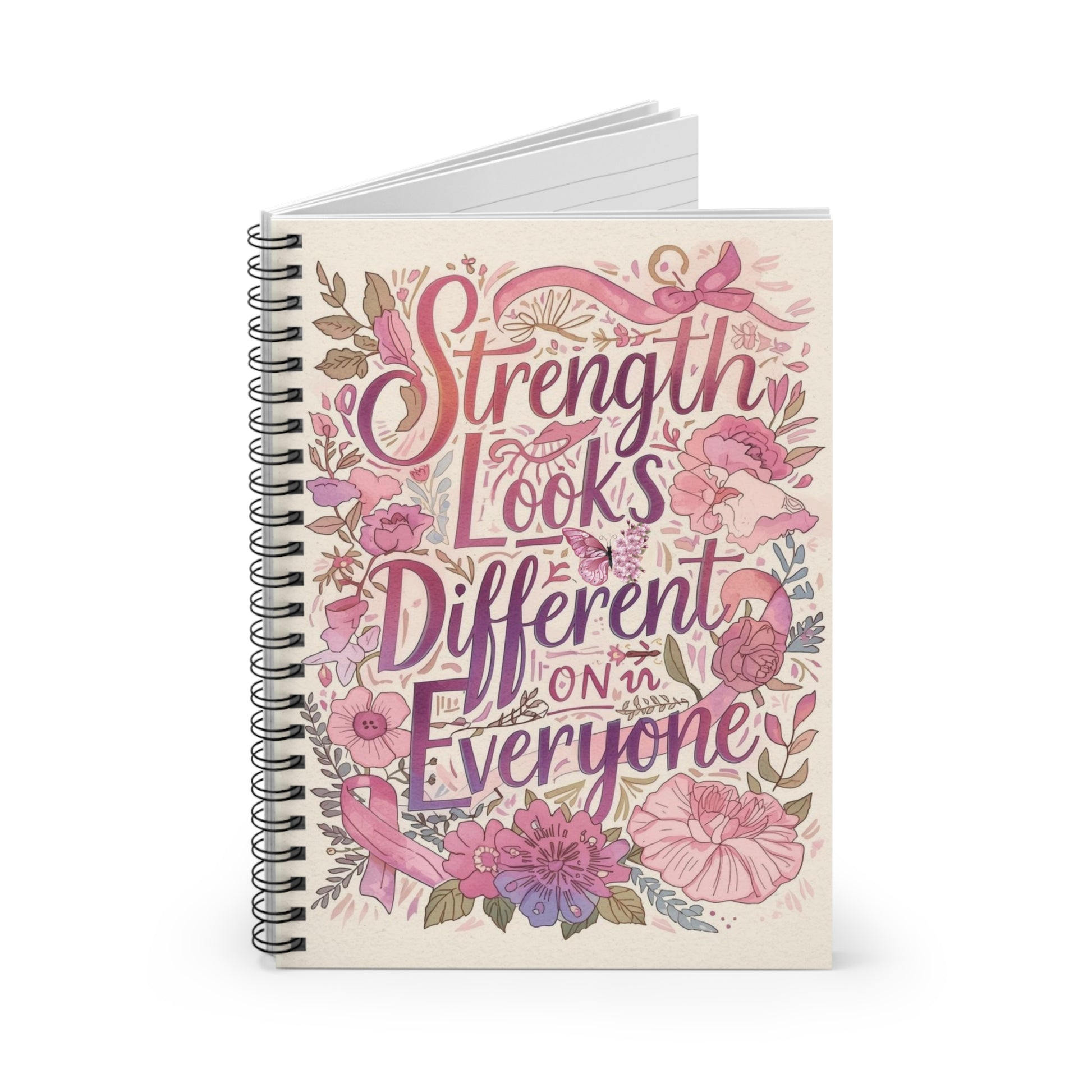“Strength Looks Different on Everyone” Breast Cancer Awareness Spiral Notebook - You're My Kind of Weird