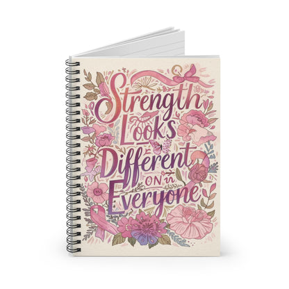 “Strength Looks Different on Everyone” Breast Cancer Awareness Spiral Notebook - You're My Kind of Weird