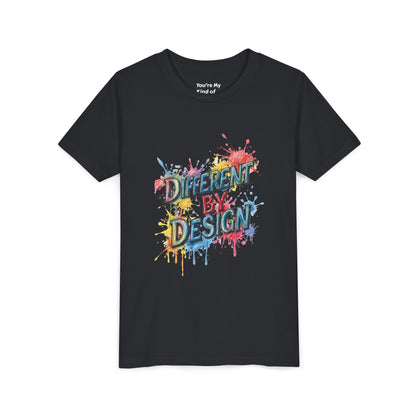 Different by Design Youth Tee - Colorful Graphic Shirt for Kids, Unique Style, Birthday Gift, Fun School Wear, Creative Expression