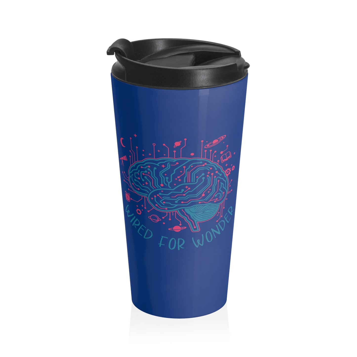 Wired for Wonder Travel Tumbler – Blue Neon Edition (15oz) - You're My Kind of Weird