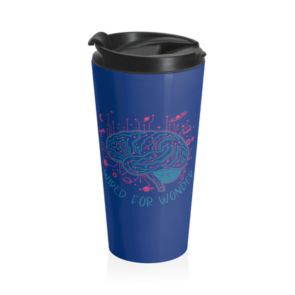 Wired for Wonder Travel Tumbler – Blue Neon Edition (15oz) - You're My Kind of Weird