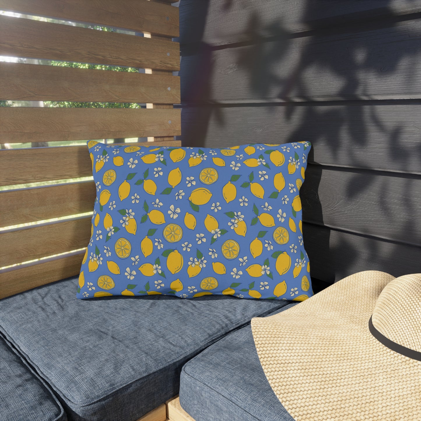 Blue Lemon Outdoor Pillow Cover | Citrus Patio Pillow - You're My Kind of Weird