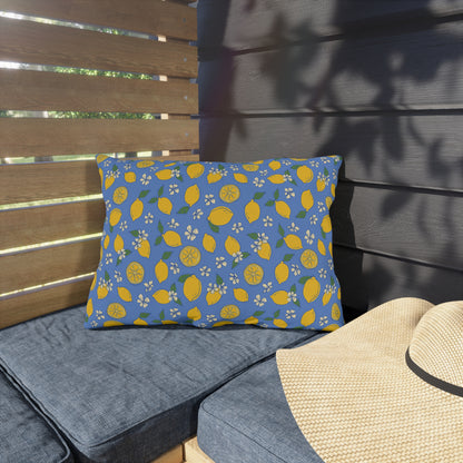 Blue Lemon Outdoor Pillow Cover | Citrus Patio Pillow - You're My Kind of Weird
