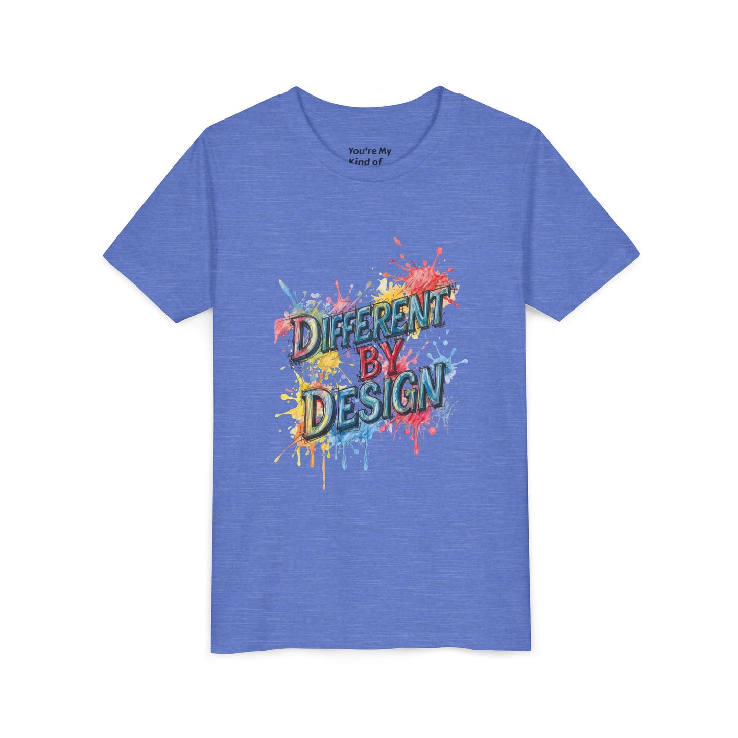 Different by Design Youth Tee - Colorful Graphic Shirt for Kids, Unique Style, Birthday Gift, Fun School Wear, Creative Expression