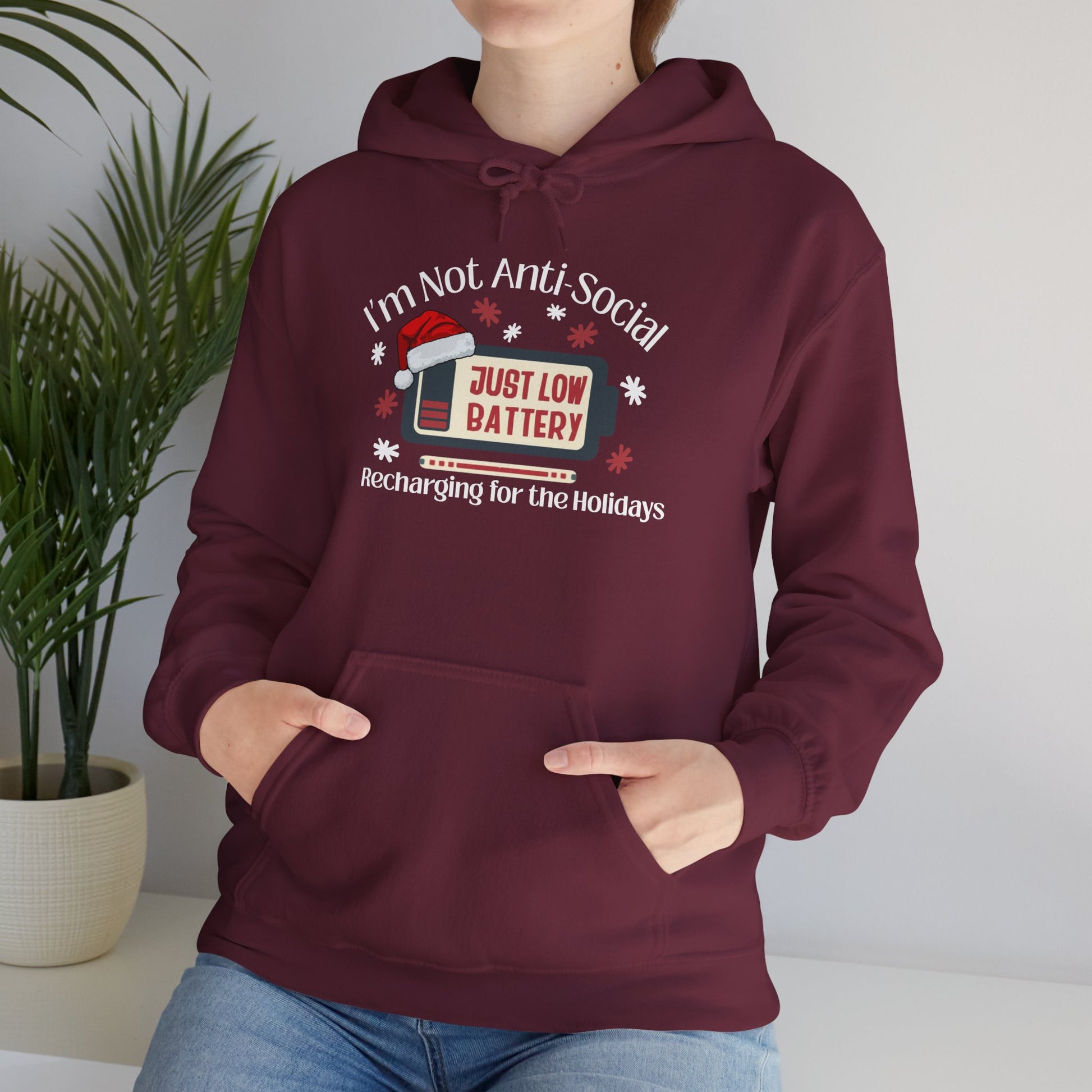 Low Social Battery Anti - Social Hoodie, Cozy Sweatshirt for Introverts - You're My Kind of Weird