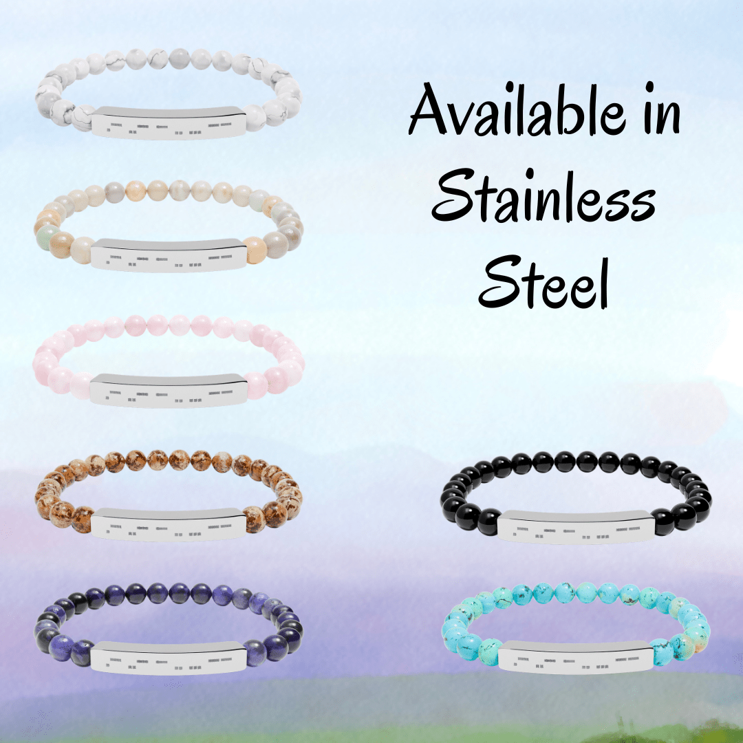 Autism Morse Code Bracelet | Minimalist Neurodiverse Jewelry | Natural Stone Beaded Bracelet - You're My Kind of Weird