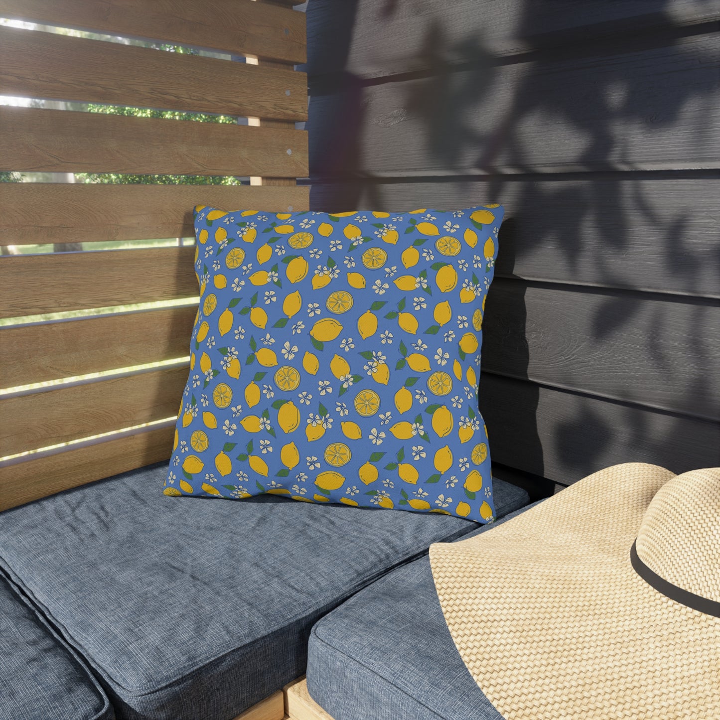 Blue Lemon Outdoor Pillow Cover | Citrus Patio Pillow - You're My Kind of Weird