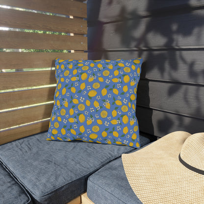 Blue Lemon Outdoor Pillow Cover | Citrus Patio Pillow - You're My Kind of Weird