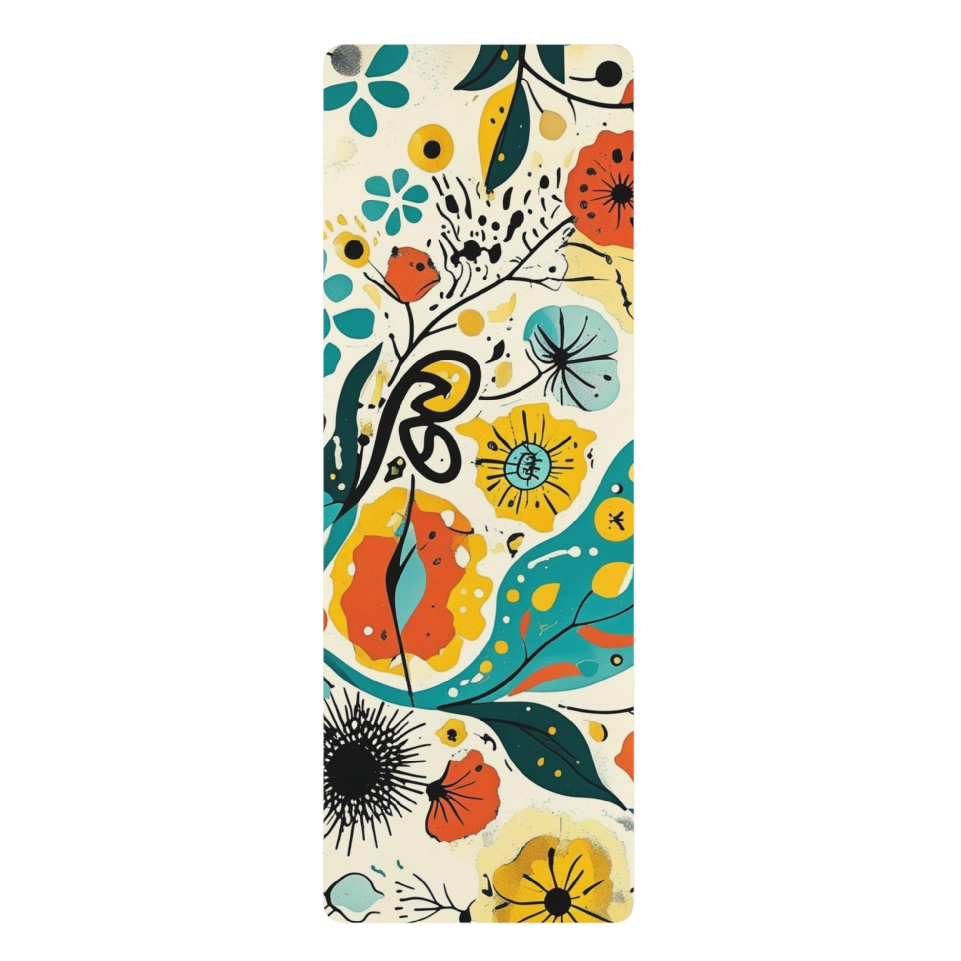 Dopamine Blast Boho Floral Pattern Rubber Yoga Mat | Colorful Wildflower Design - You're My Kind of Weird