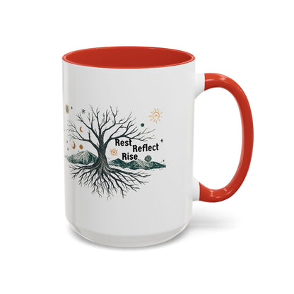 Inspirational Accent Coffee Mug, Motivational Mug, Nature Coffee Cup, Gift for Mindfulness, Rest Reflect Rise Mug - You're My Kind of Weird