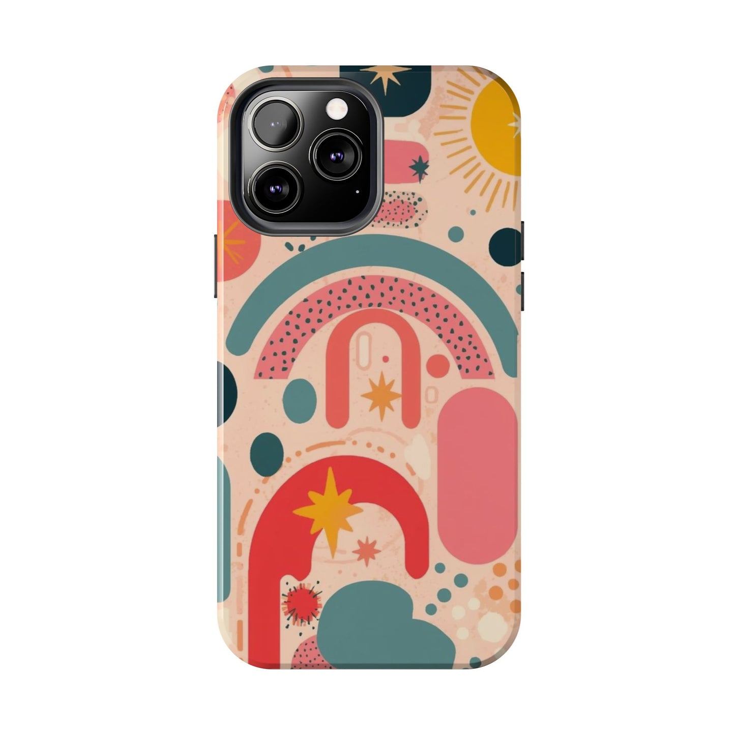 Dopamine Blast Retro Rainbow Pattern i - Phone Case | Abstract Boho Sun Design - You're My Kind of Weird
