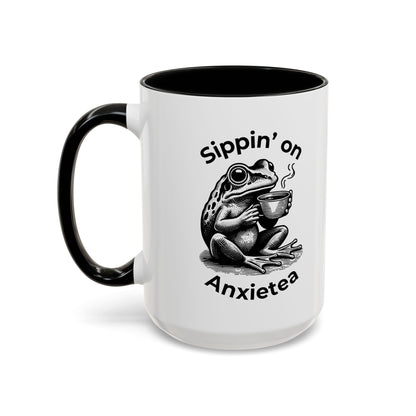 Sippin’ on Anxietea Frog Ceramic Mug (11/15oz) - You're My Kind of Weird
