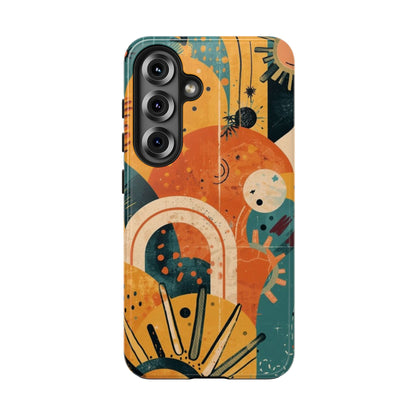 Dopamine Fun Retro Celestial Sun and Moon Samsung Phone Case | Abstract Boho Art - You're My Kind of Weird