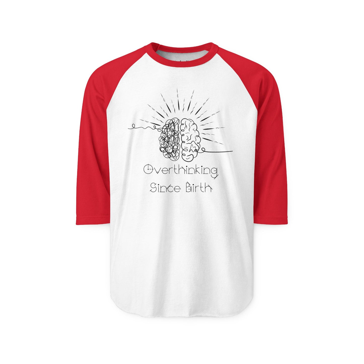 Unisex Overthinking Raglan Shirt, Trendy Casual Tee, Brain Art Shirt, Gift for Friends, Unique Birthday Present, Relaxed Style