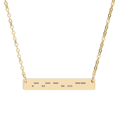 Autism Morse Code Bar Necklace | Minimalist Engraved Stainless Steel Pendant | Subtle Neurodiversity Jewelry