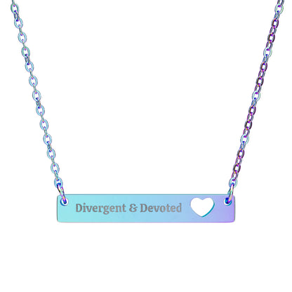 Divergent & Devoted Engraved Heart Bar Necklace