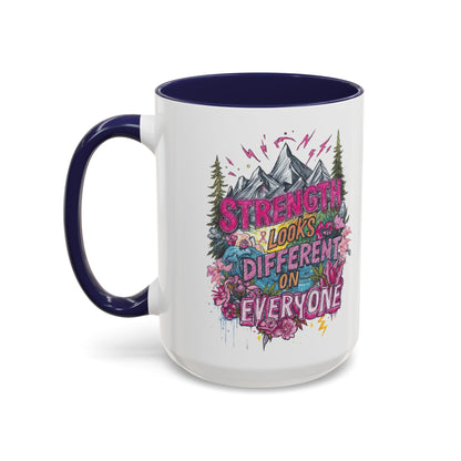 “Strength Looks Different on Everyone” Inspirational Coffee Mug – Breast Cancer Awareness Gift - You're My Kind of Weird