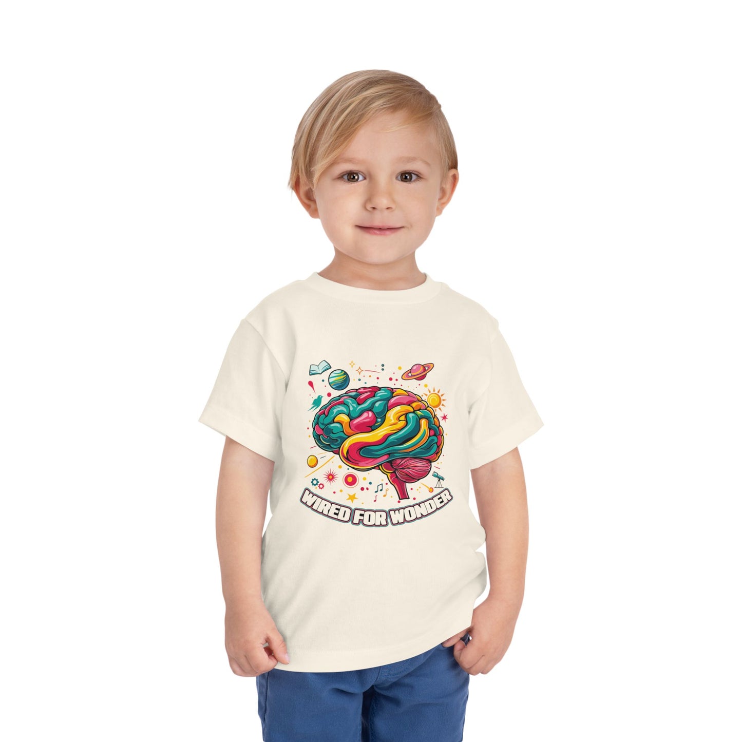 Toddler Tee — 'Wired for Wonder' Colorful Brain Space Graphic - You're My Kind of Weird