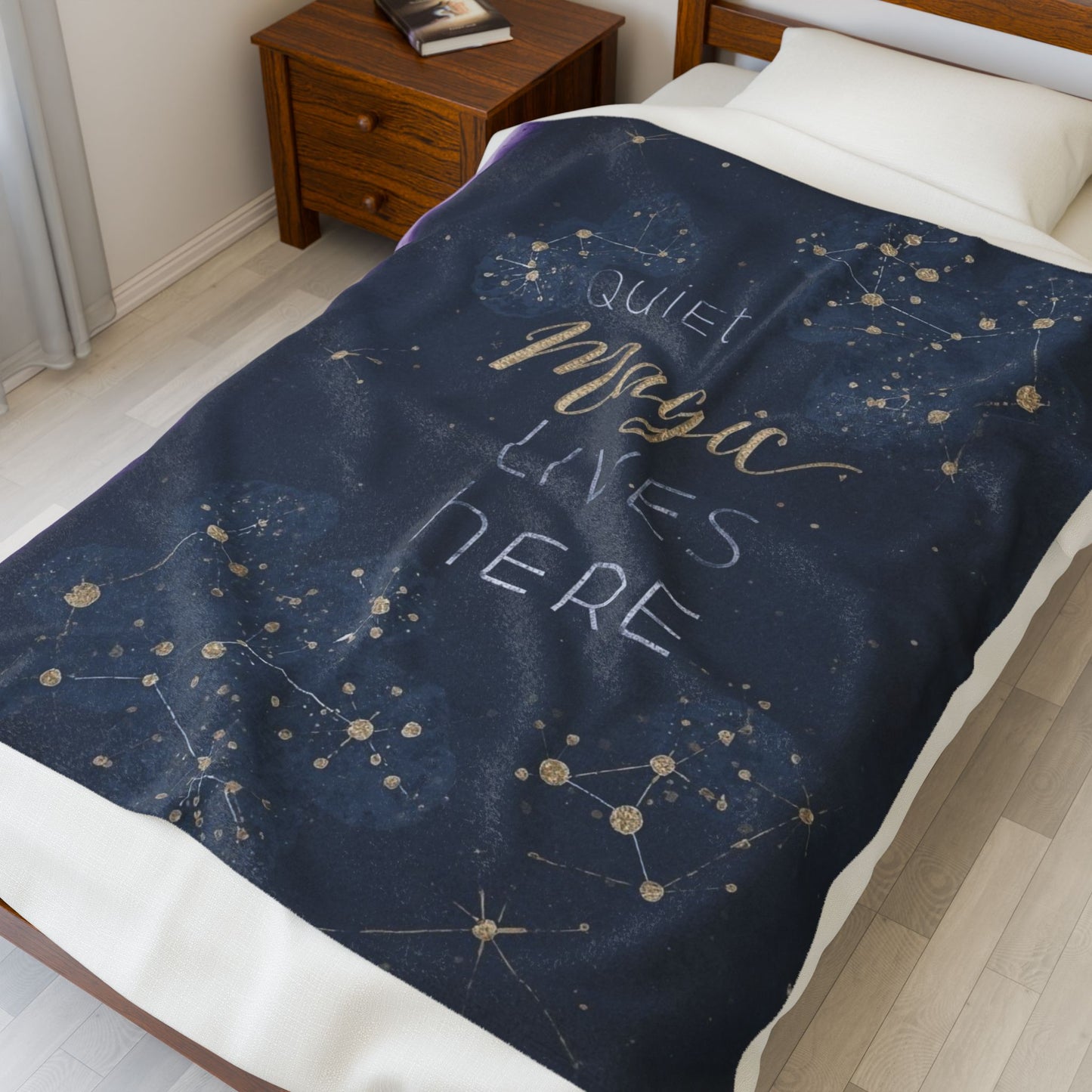Quiet Magic Lives Here Plush Blanket – Cozy Celestial Throw for Neurodivergent Calm - You're My Kind of Weird