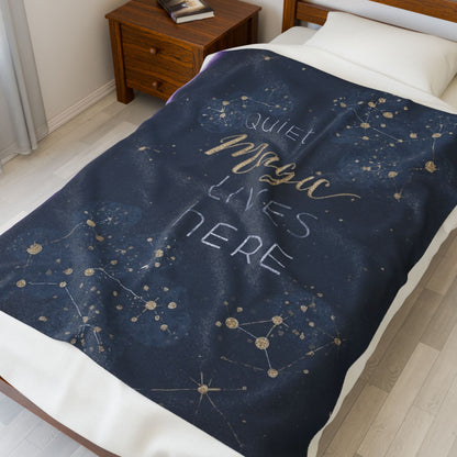 Quiet Magic Lives Here Plush Blanket – Cozy Celestial Throw for Neurodivergent Calm - You're My Kind of Weird