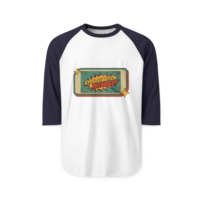 Unisex Three-Quarter Sleeve Raglan Shirt - Hyperfixation Elevated, Funny Gamer Tee, Gift for Nerds, Casual Wear, Birthday Celebration Tee