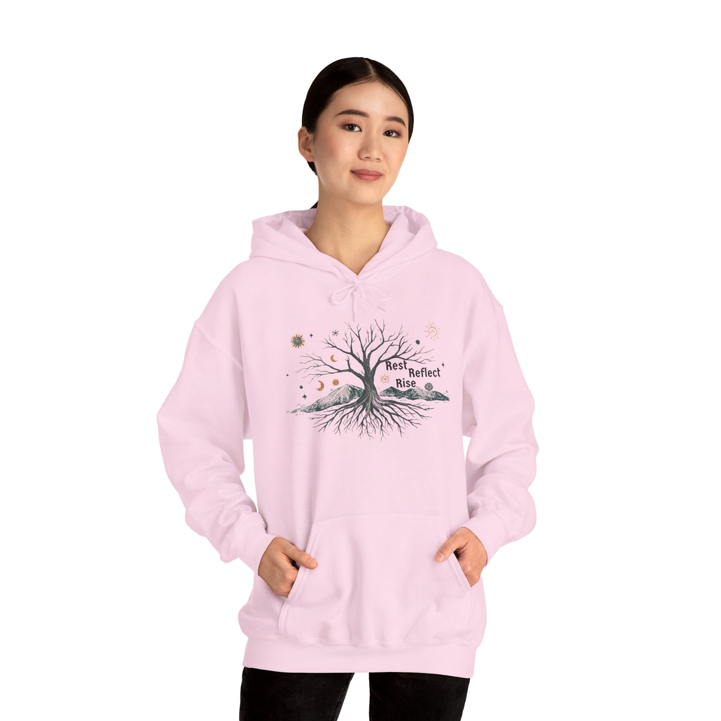 Rest. Reflect. Rise. Hoodie | Cozy Winter Solstice Sweatshirt - You're My Kind of Weird
