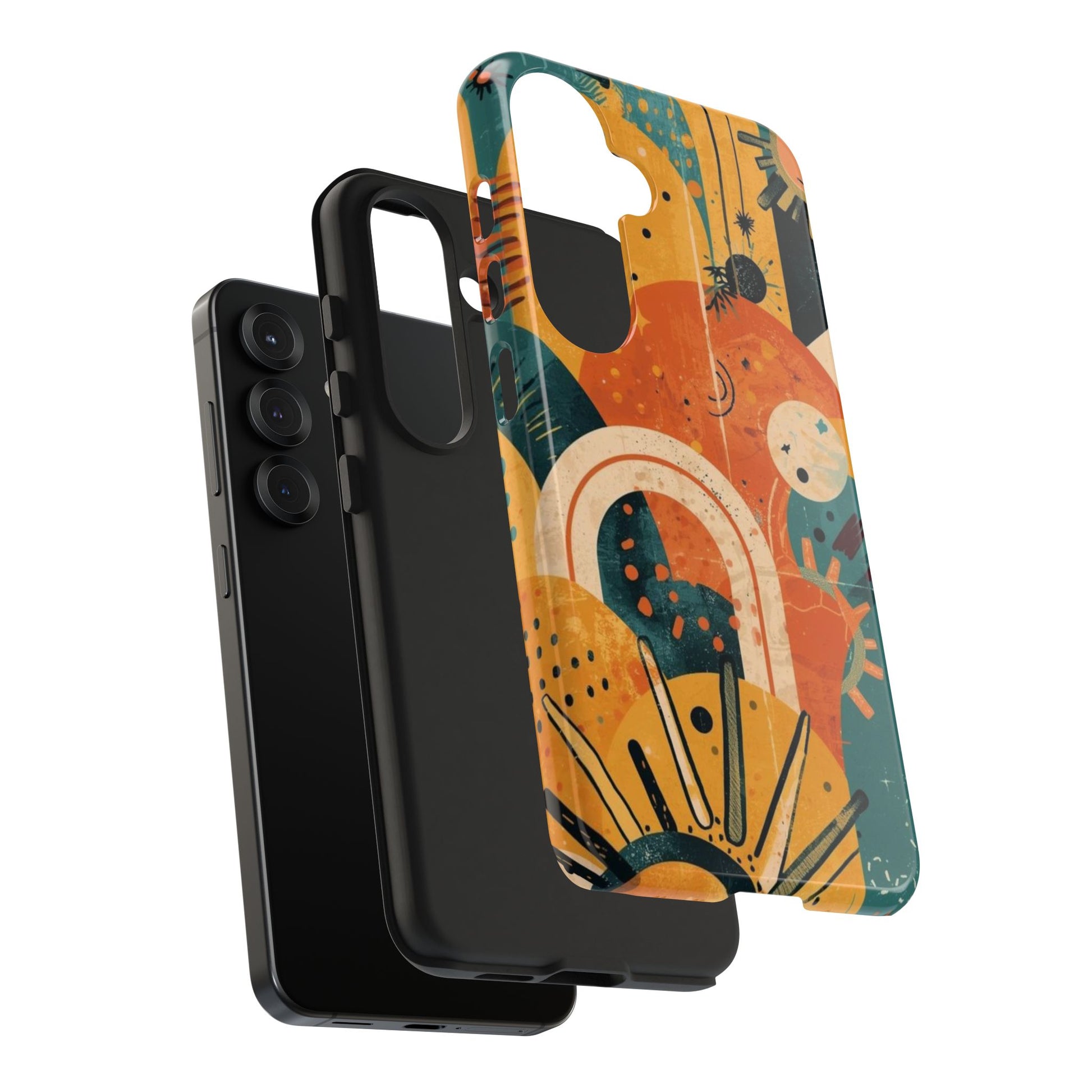 Dopamine Fun Retro Celestial Sun and Moon Samsung Phone Case | Abstract Boho Art - You're My Kind of Weird