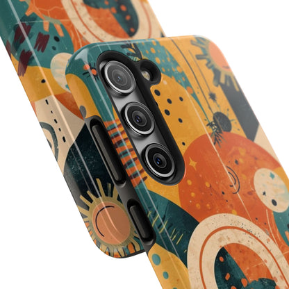 Dopamine Fun Retro Celestial Sun and Moon Samsung Phone Case | Abstract Boho Art - You're My Kind of Weird