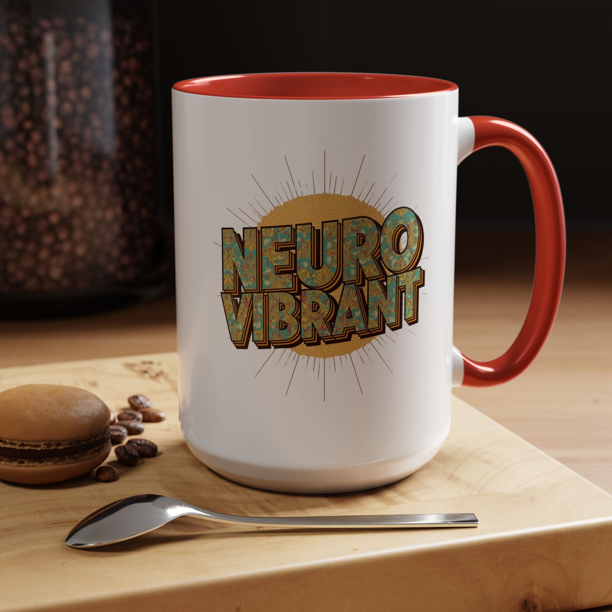 Neuro Vibrant Coffee Mug — Colorful Sunburst Accent Mug (15oz) - You're My Kind of Weird
