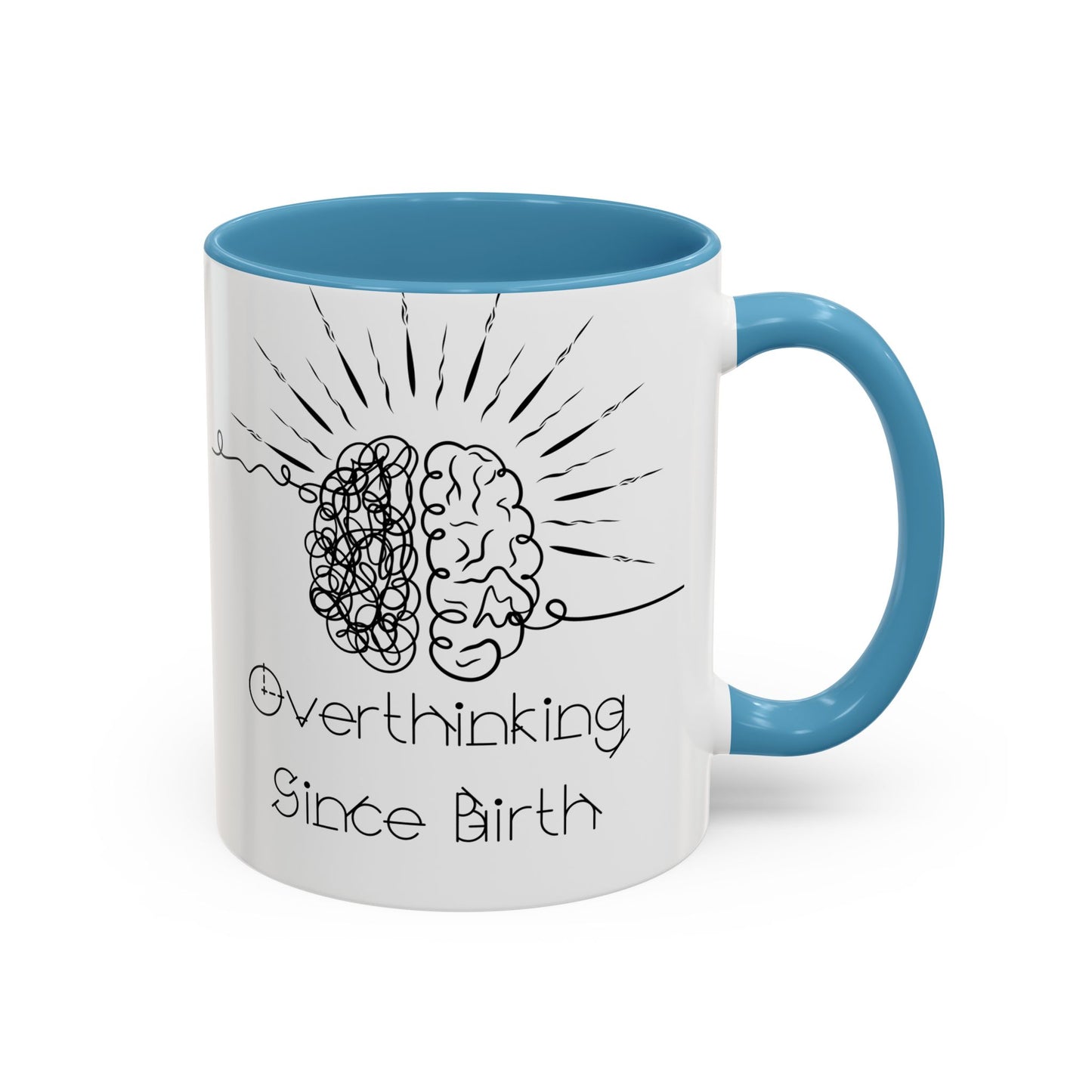 Overthinking Since Birth Coffee Mug | Fun Gift for Mental Health Awareness, Coffee Lover, Birthday Celebration, Quirky Humor, Self-Care