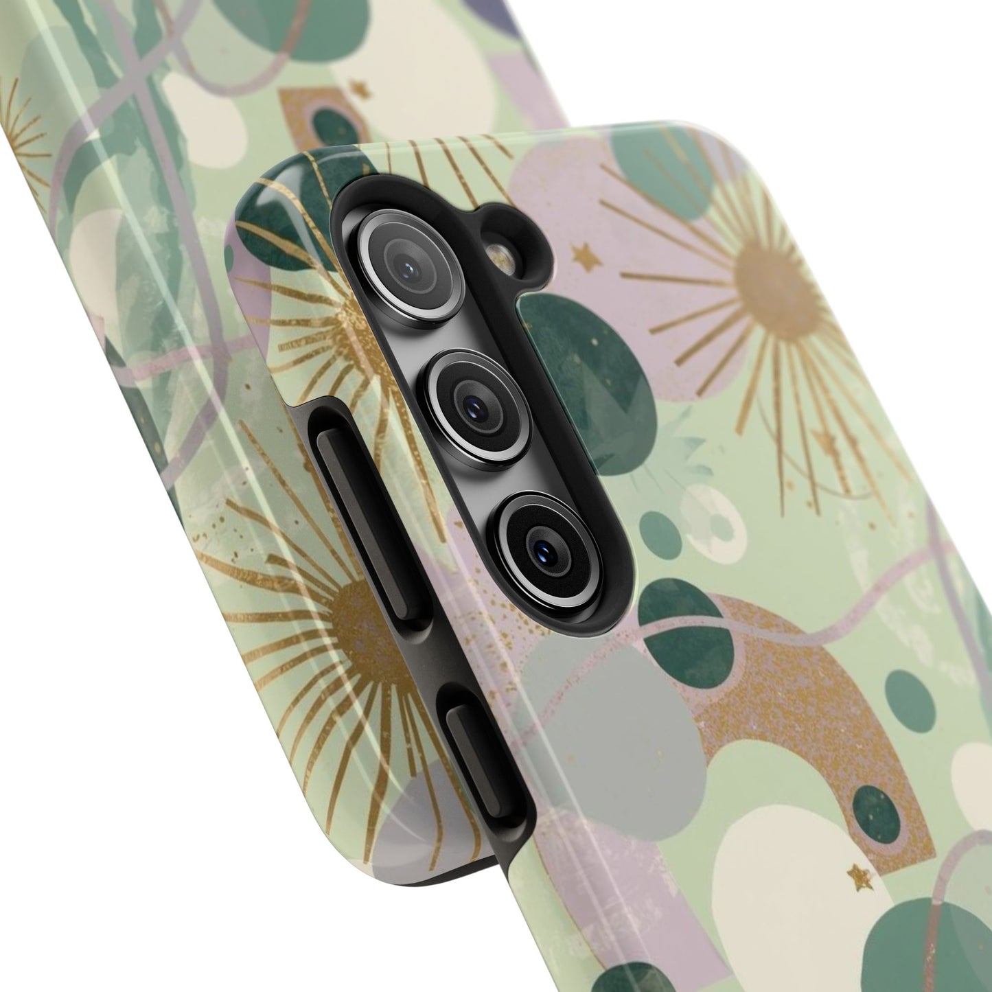 Dopamine Fun Abstract Celestial Pattern Samsung Phone Case | Green Gold Stars - You're My Kind of Weird