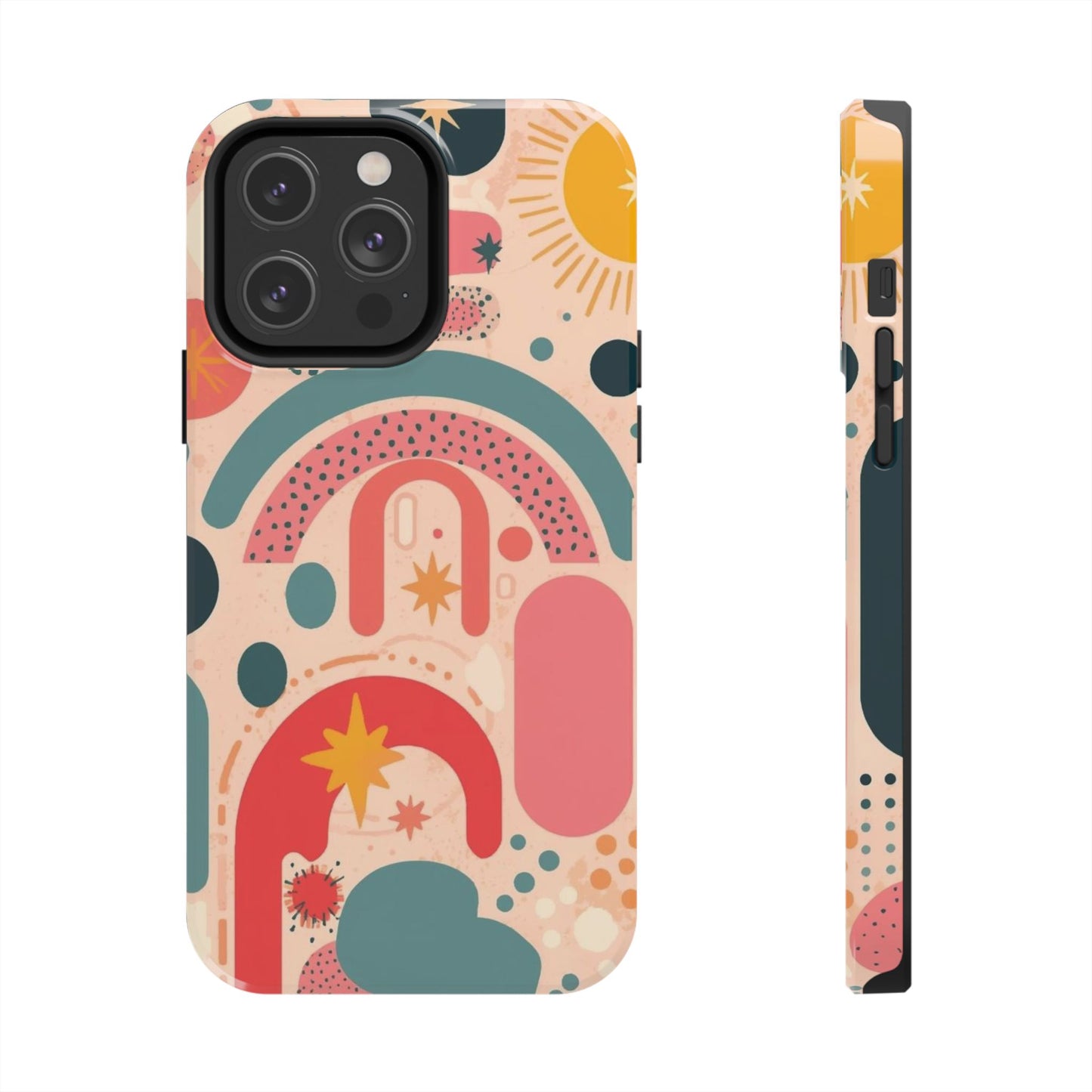 Dopamine Blast Retro Rainbow Pattern i - Phone Case | Abstract Boho Sun Design - You're My Kind of Weird
