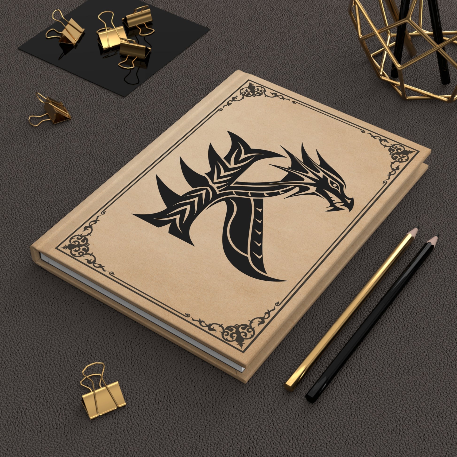Fantasy Dragon Monogram Hardcover Journal | DnD Quest Log Lined Diary - You're My Kind of Weird