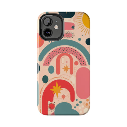 Dopamine Blast Retro Rainbow Pattern i - Phone Case | Abstract Boho Sun Design - You're My Kind of Weird