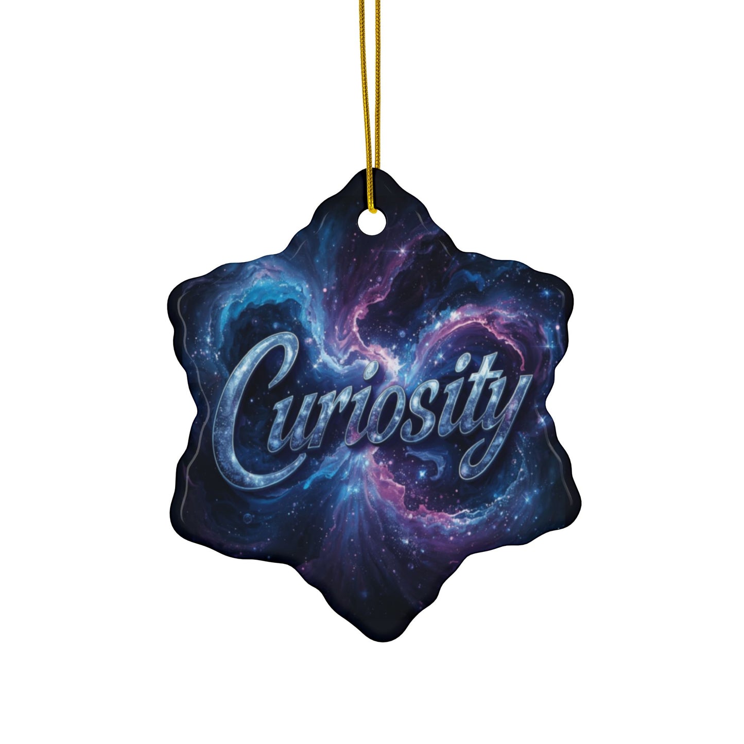 2 - Sided Print Neuroverse “Curiosity” Ornament – Cosmic Holiday Decor for Wonder Seekers | Ceramic Snowflake & Circle Shapes - You're My Kind of Weird