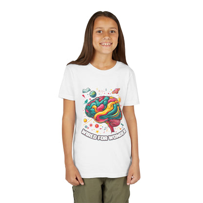 Youth Tee — Colorful Brain Art "Wired for Wonder" Kids T-Shirt - You're My Kind of Weird